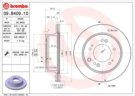 Гальмівний диск BREMBO 09.B409.10