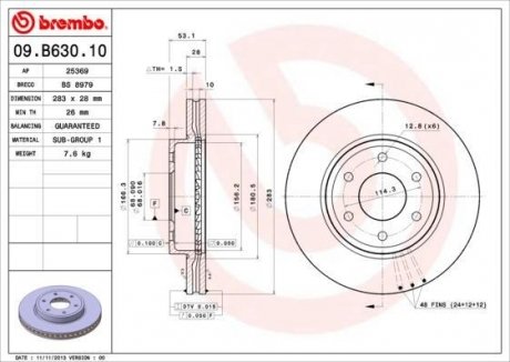 Тормозной диск BREMBO 09.B630.10 (фото 1)