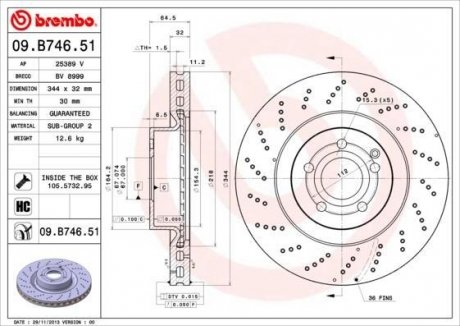 Тормозной диск BREMBO 09.B746.51 (фото 1)