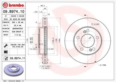 Тормозной диск BREMBO 09.B974.11