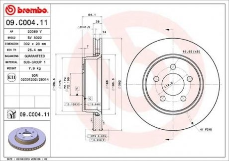 Тормозной диск BREMBO 09.C004.11