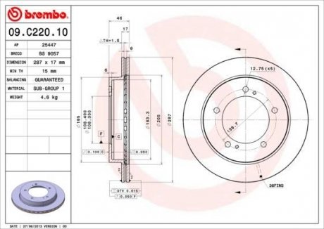 Тормозной диск BREMBO 09.C220.10 (фото 1)