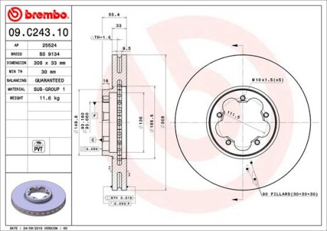 Диск гальмівний BREMBO 09.C243.10