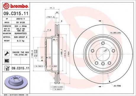 Гальмівний диск BREMBO 09.C315.11