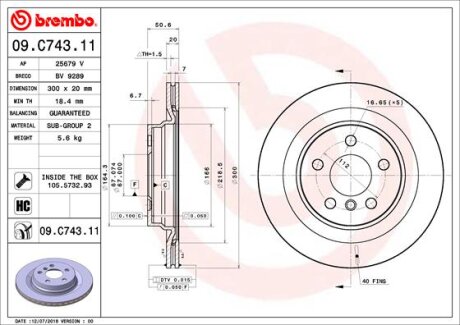 Тормозной диск Painted disk BREMBO 09.C743.11