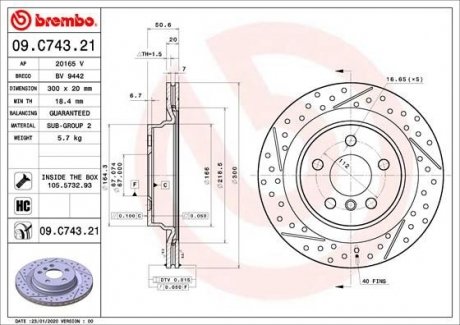 Гальмівний диск BREMBO 09.C743.21