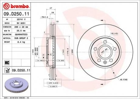 Гальмівний диск BREMBO 09.D250.11