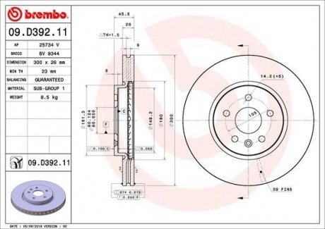 Тормозной диск BREMBO 09.D392.11