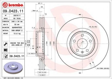 Тормозной диск BREMBO 09.D423.11