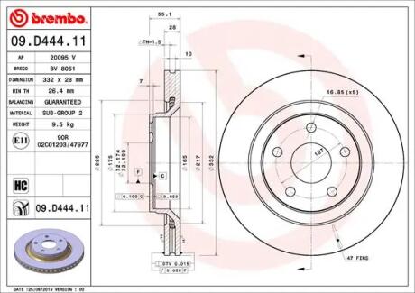Диск гальмівний BREMBO 09.D444.11