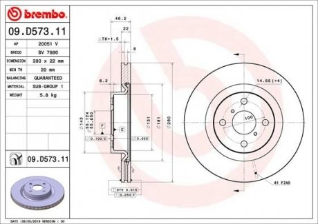 Тормозной диск BREMBO 09.D573.11