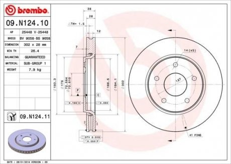 Тормозной диск BREMBO 09.N124.11
