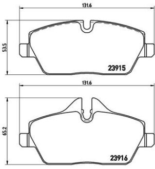 Колодка гальм. диск. MINI COOPER 06-,ONE 09-,CLUBMAN 2010-передн. BREMBO P06034