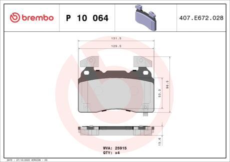 Колодки передние TESLA Model S BREMBO P10064