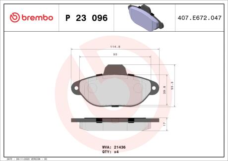 Колодки тормозные дисковые BREMBO P23096