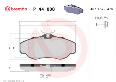 Гальмівні колодки дискові BREMBO P44008