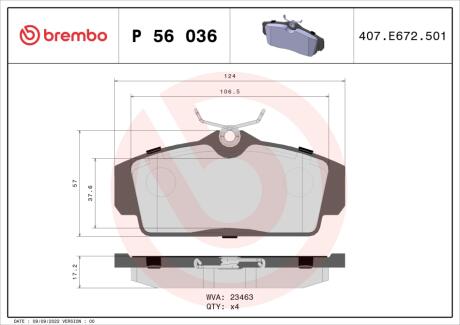 Гальмівні колодки дискові BREMBO P56036
