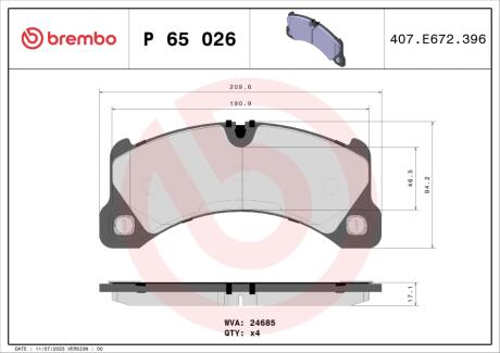 Гальмівні колодки дискові BREMBO P65026