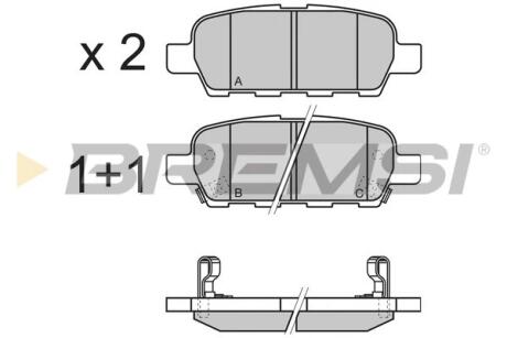 Гальмівні колодки зад. Qashqai/X-Trail 07- (39x105,4x13,7) Bremsi BP3351