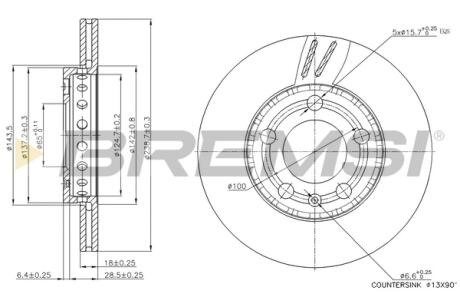Фото тормозной диск перед. Skoda Fabia 99- (вент.) (239x18) Bremsi CD7164V Тормозной диск перед. Skoda Fabia 99- (вент.) (239x18) Bremsi CD7164V