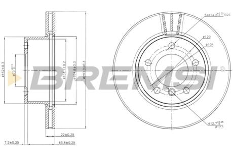 Фото гальмівний диск пер. F20/F21/F22 11- Bremsi CD7228V Гальмівний диск пер. F20/F21/F22 11- Bremsi CD7228V