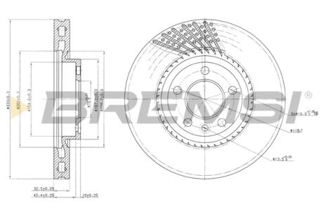 Гальмівний диск перед. Transporter (04-15) Bremsi CD7254V