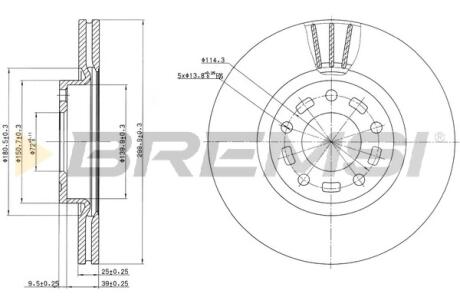 Гальмівний диск перед. Mazda 3/5 03- (300x25) Bremsi CD7312V