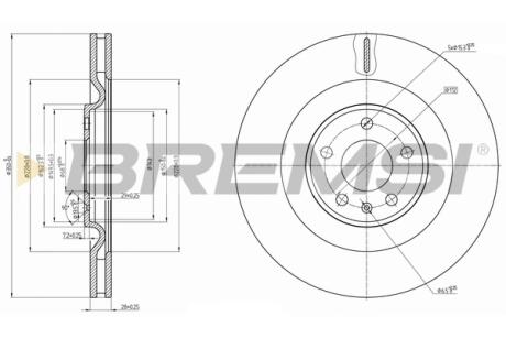 Гальмівний диск зад. AUDI Q7/Q8 2.0-3.0 TDI/TFSI 15- (350x28mm) Bremsi CD7327V