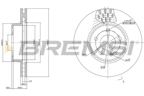 Гальмівний диск пер. MB C-CLASS W205 14-/E-CLASS W213 16- Bremsi CD7331V