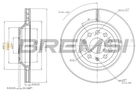 Гальмівний диск задн. A3/CC/Golf/Kodiaq/Leon (06-21) Bremsi CD7503V