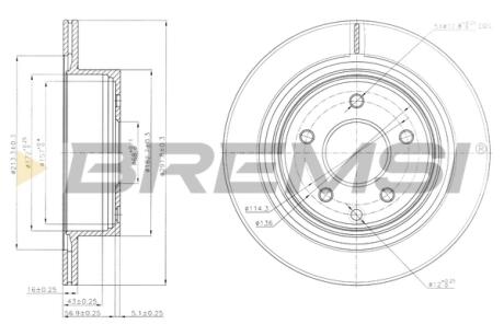 Гальмівний диск зад. Qashqai/X-Trail/Leaf/Kaleos I 01- (292x16) Bremsi CD7579V