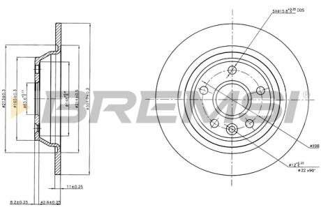 Гальмівний диск зад. Ford Mondeo IV 07- (302x11) Bremsi CD7616S