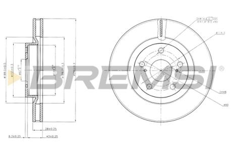 Тормозной диск перед. Camry V4/V5/RAV4 III/IV/Auris 06- (296x28) Bremsi CD7646V