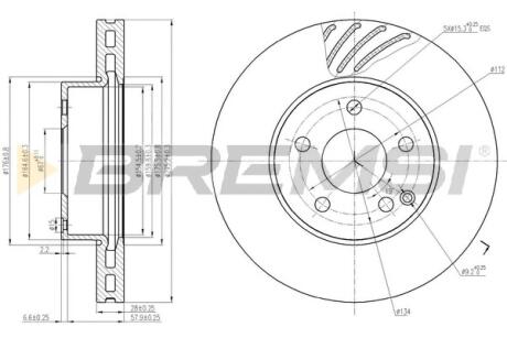 Фото тормозной диск перед. MB W204/W212 07- (295.28x28) Bremsi CD7690V Тормозной диск перед. MB W204/W212 07- (295.28x28) Bremsi CD7690V