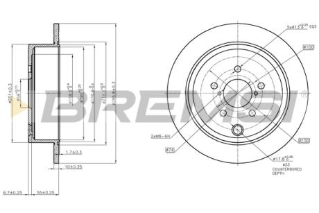 Гальмівний диск задн. Legacy/Outback/Liberty/Impreza/Forester 07- Bremsi CD7883S