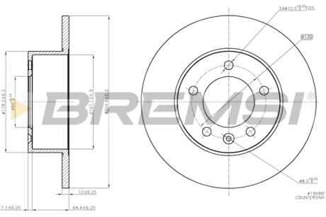 Гальмівний диск зад. Master/Movano 10- (305x12) Bremsi CD7975S