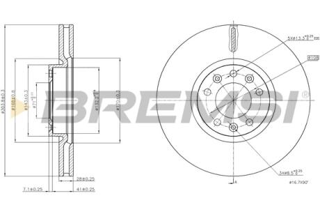 Тормозной диск перед. Citroen Berlingo/Peugeot Partner 18- (303.6x28) Bremsi CD8156V