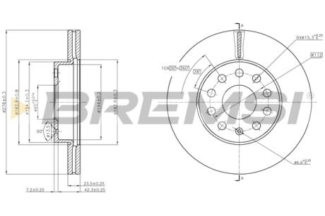 Гальмівний диск перед. VW Golf VII 12- (276x24) Bremsi CD8400V