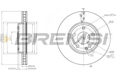 Гальмівний диск перед. MB A-Class/B-Class 11- Bremsi CD8460V