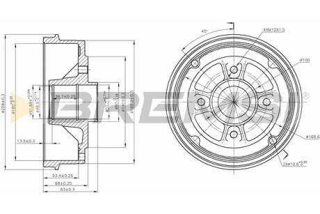 Тормозной барабан Clio/Logan 91- Bremsi CR5395