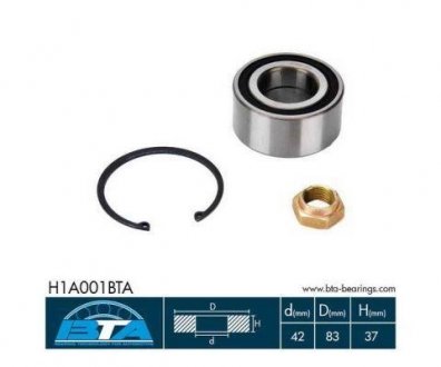 Підшипник колеса,комплект BTA H1A001BTA (фото 1)