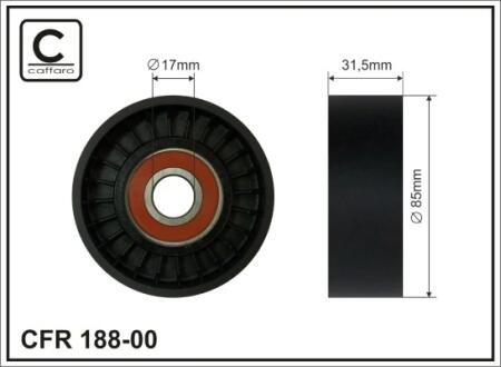 Ролик натяжний паска генератора Honda Civic IX, CR-V IV, HR-V Nissan Patrol Gr V, Terrano II Toyota Auris, Avensis, Celica, Corolla, Corolla Verso, MR 2 III, Rav 4 II 1.4-3.0D 08.99- CAFFARO 18800