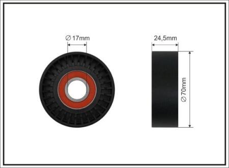 Ролик (70x17x25 пластик)) Citroen C4/C5, Peugeot 307, 407 1.8/2.0/2.2 11.04- CAFFARO 33000