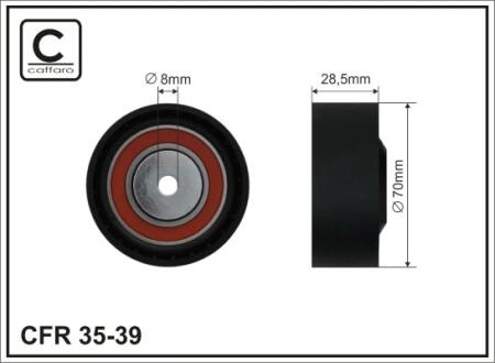 70x8x28,5 Ролік натяжника BMW E32,E31,E34,E38 87- 11 28 1 731 2 CAFFARO 3539