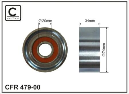 Ролик натяжного механізму, OM904-906 4.3-6.4D (74x34mm) CAFFARO 47900
