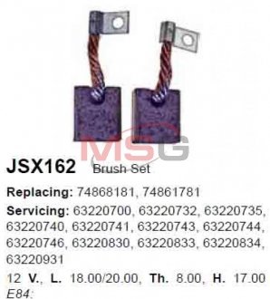 Щетка стартера CARGO JSX162