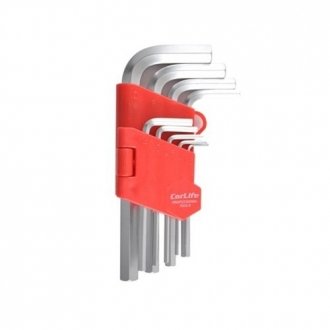 Набір ключів Г-подібних 9 шт., 1,5-10 мм,Короткі CarLife WR2114 (фото 1)