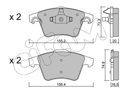VW гальмівні колодки передн.T5 1.9,2.5TDI 03- (без датчик.) CIFAM 8225523
