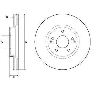 DB Гальмівний диск передний SANGYONG ACTYON II 10/12-,KORANDO 11/10- Delphi BG4809C (фото 1)