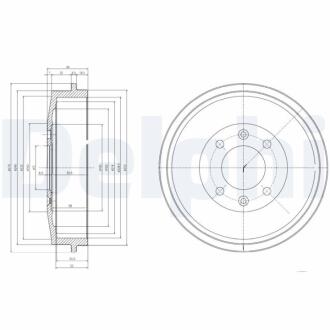 Тормозной барабан задний CITROEN BERLINGO, C15, XSARA, XSARA PICASSO, ZX PEUGEOT 305, 305 I, 305 II, 306, 405 I, 405 II, 406, PARTNER, PARTNER TEPEE, PARTNERSPACE 1.1-Electric 10.77- Delphi BF169